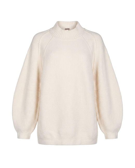 Free People White Cream Turtleneck Cotton, Polyamide, Elastane