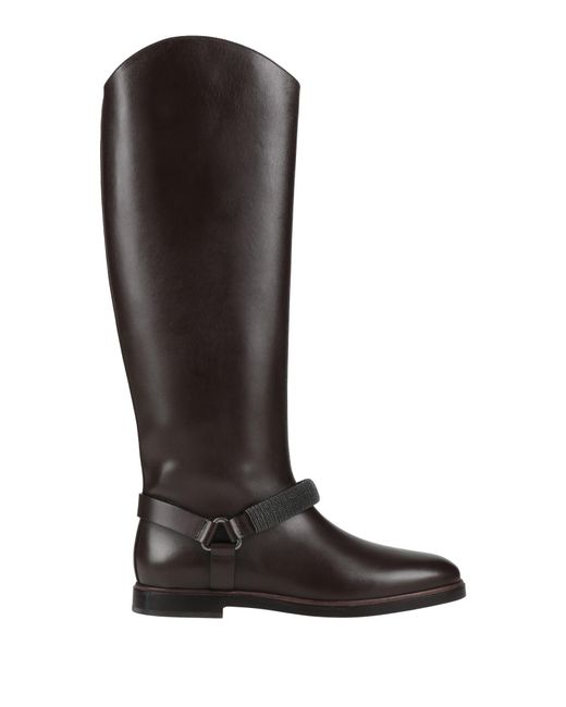 Brunello Cucinelli Black Dark Boot Leather