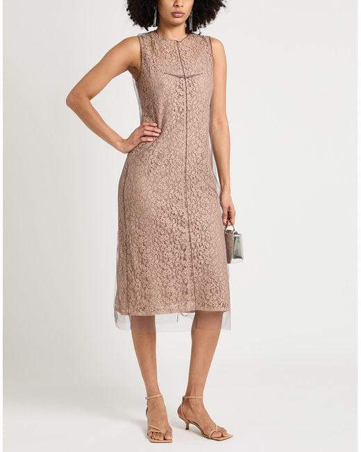 Fendi Natural Midi Dress Cotton, Polyamide
