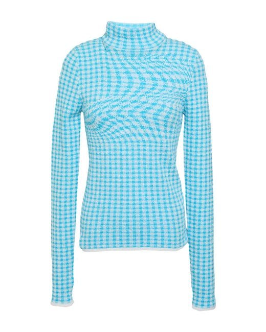 MM6 by Maison Margiela Blue Turtleneck Cotton, Polyamide