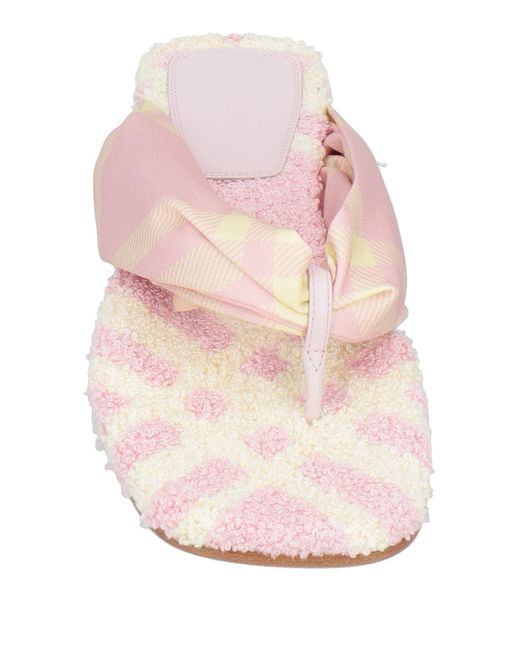 Burberry Pink Thong Sandal Leather, Textile Fibers