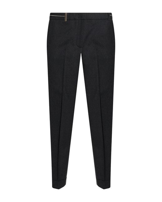 Peserico Black Pants Wool, Polyester, Elastane