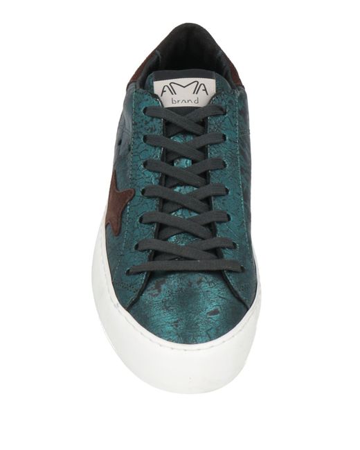 AMA BRAND Green Sneakers Soft Leather, Textile Fibers