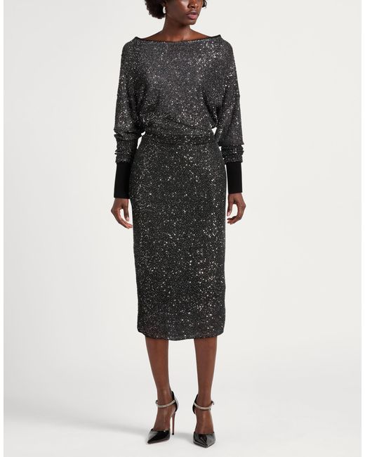 Max Mara Gray Midi Dress Polyester