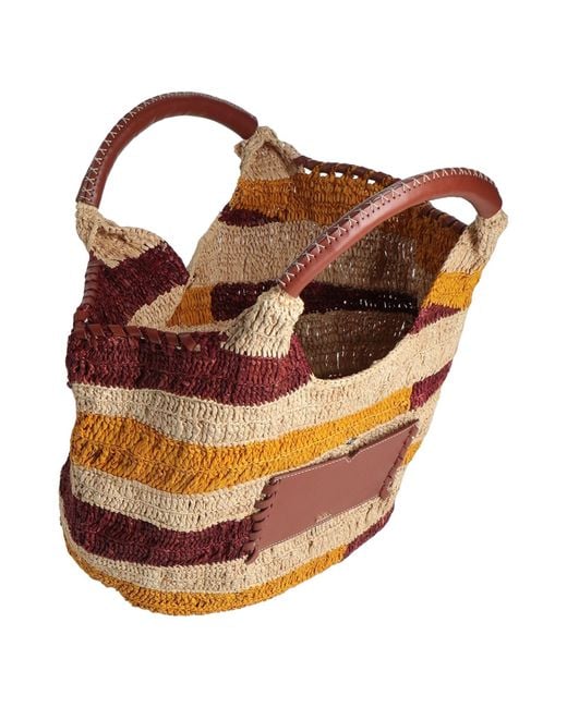 Ba&sh Orange Handbag Natural Raffia, Cowhide