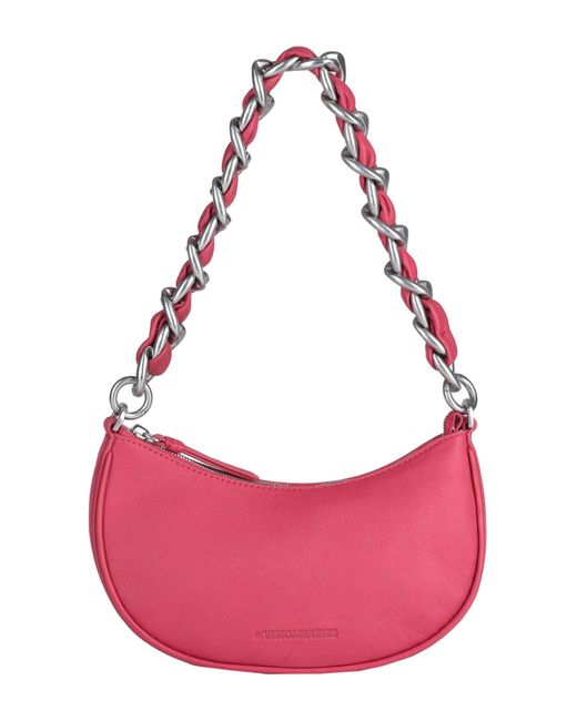 LES VISIONNAIRES Pink Ivy Chain Soft Grainy Leather -- Shoulder Bag Bovine Leather