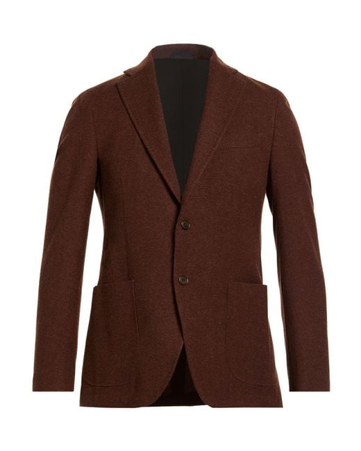Tombolini Brown Blazer Wool, Polyamide for men