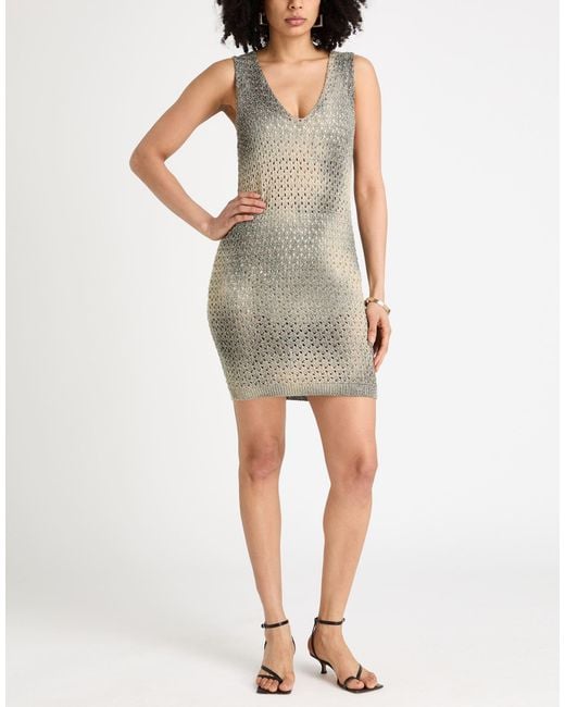 Akep Gray Mini Dress Viscose, Polyester