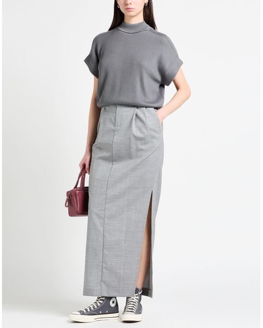 Brunello Cucinelli Gray Maxi Skirt Virgin Wool, Elastane