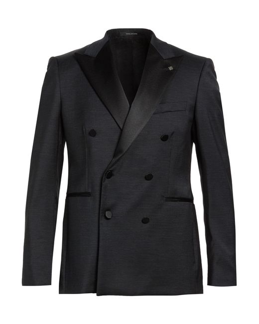 Tagliatore Black Charcoal Blazer Virgin Wool, Polyester, Elastane for men