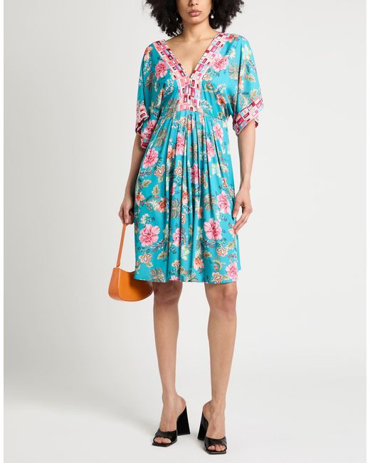 Liu Jo Blue Midi Dress Polyester, Elastane
