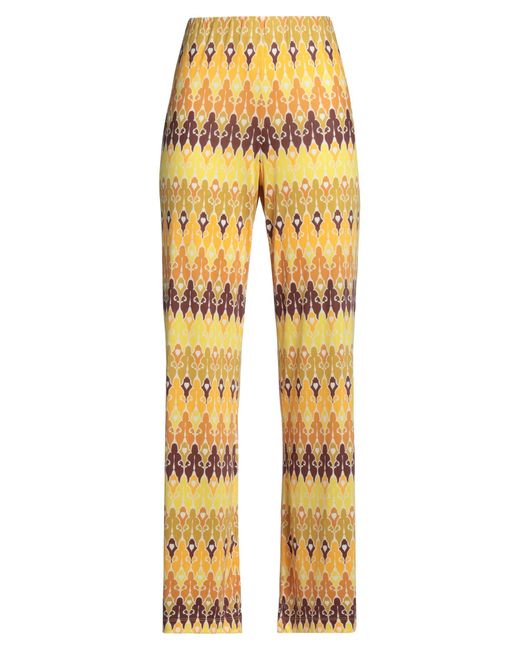 SEVENTY VENEZIA Yellow Pants Polyester, Elastane