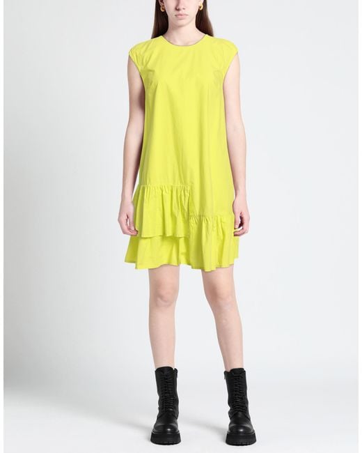 ALESSIA SANTI Yellow Lime Mini Dress Cotton