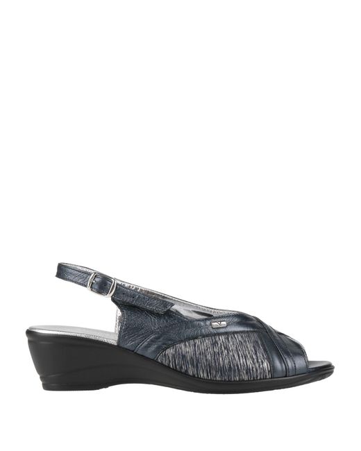 Valleverde Blue Midnight Sandals Leather, Textile Fibers