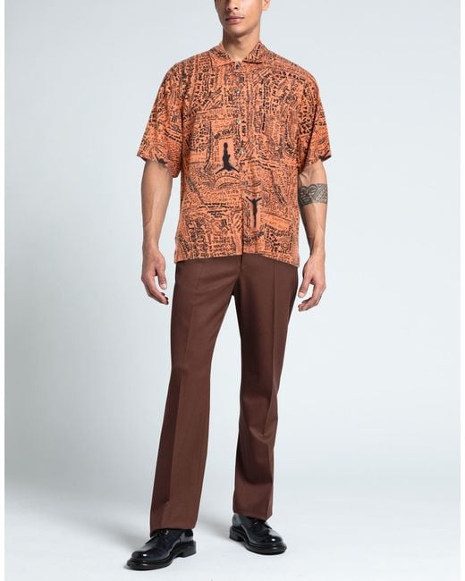 POLAR SKATE Orange Shirt Tencel for men