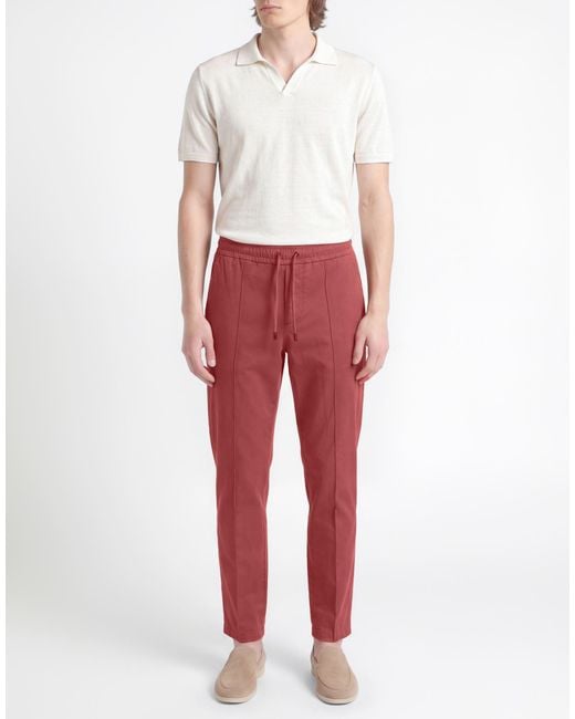 Isaia Red Pants Cotton, Cashmere, Elastane for men