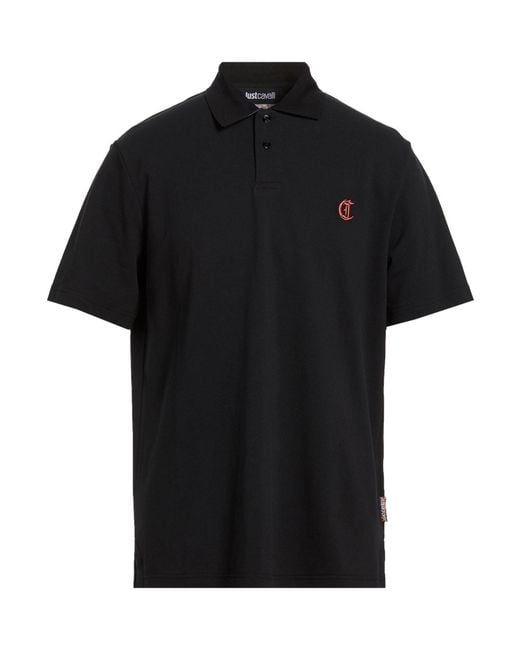 Just Cavalli Black Polo Shirt Cotton for men