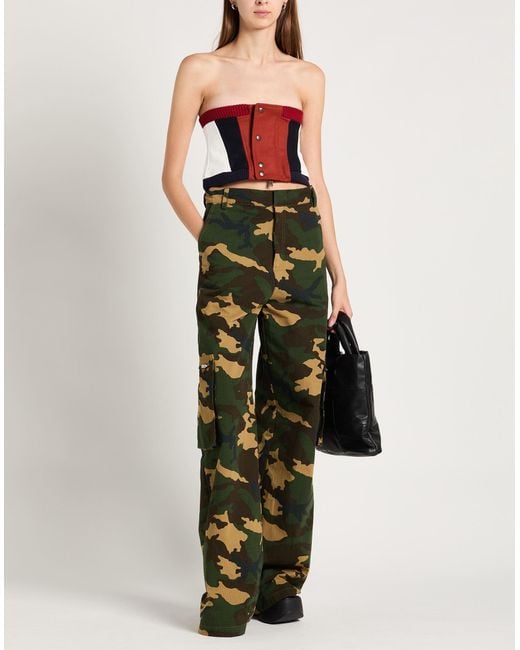 DSquared² Red Strapless Flannel Leather Zipper Top