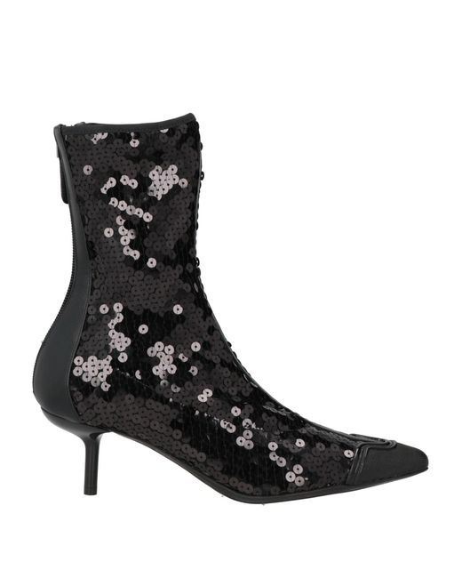 Emporio Armani Black Ankle Boots Polyester, Calfskin
