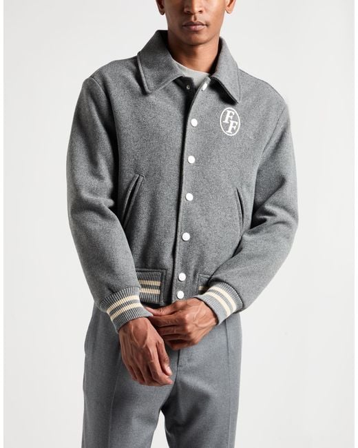 FAMILY FIRST Gray Jacket Polyester, Acrylic, Wool for men