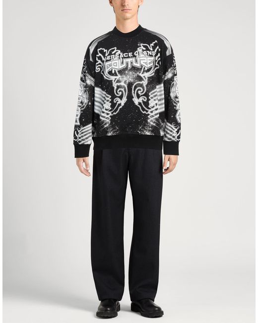 Versace Jeans Couture Black Sweatshirt Cotton, Elastane for men