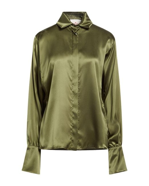 Crida Milano Green Military Shirt Silk