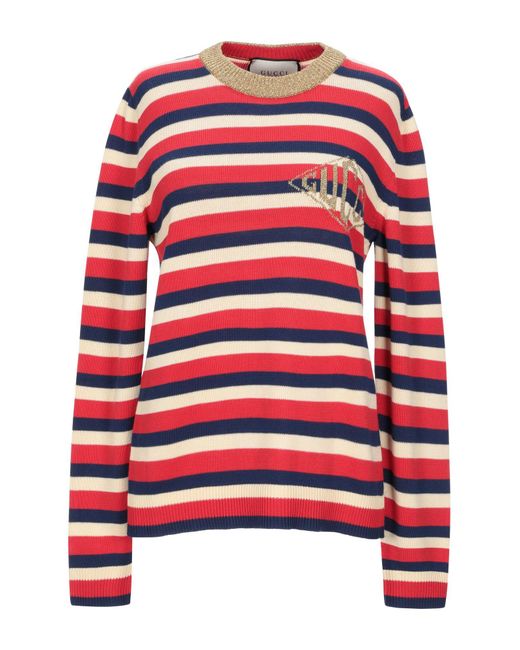 Gucci Red Striped Cotton Sweater