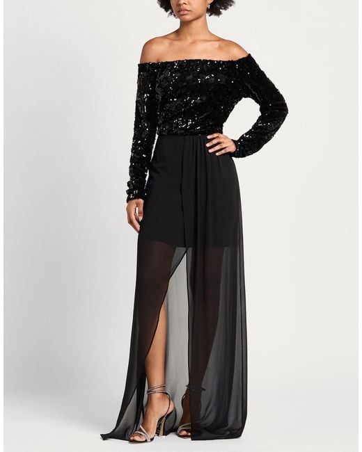 Gaelle Paris Black Maxi Dress Polyester, Elastane