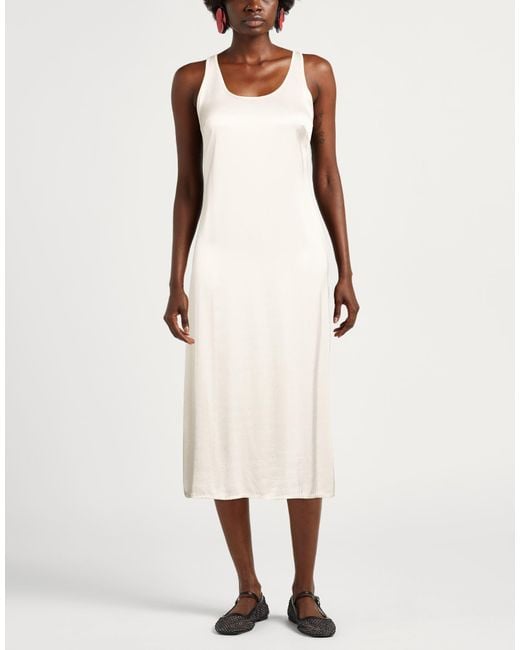 Manila Grace White Midi Dress Viscose, Elastane