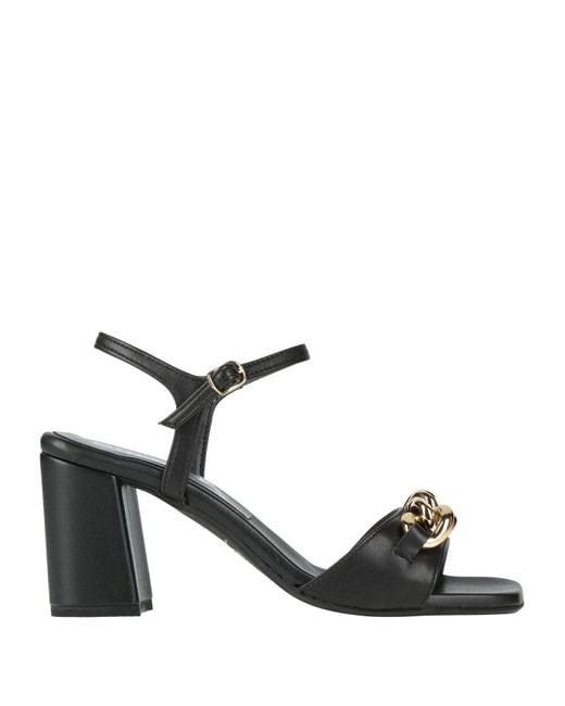 Valleverde Black Sandals Textile Fibers
