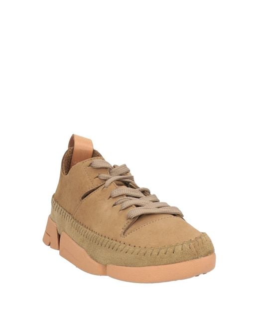 Clarks Natural Khaki Sneakers Leather