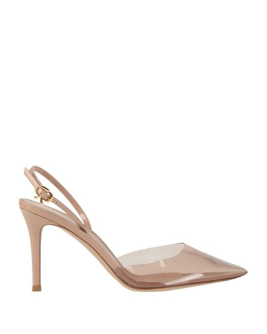 Gianvito Rossi Natural Patent Slingback Stiletto Pumps