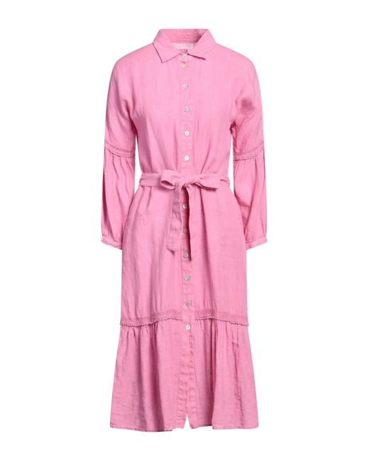 Vestido midi 120% Lino de color Pink