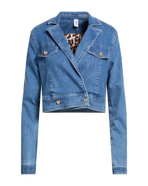 Liu Jo Blue Denim Outerwear Cotton, Polyester, Elastane