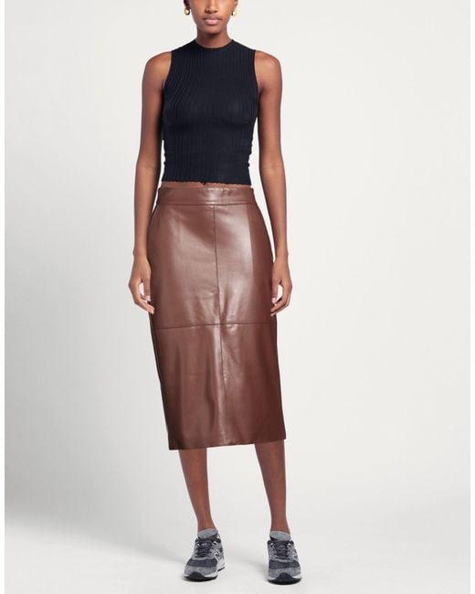 Elisabetta Franchi Brown Midi Skirt Viscose, Elastane, Polyurethane