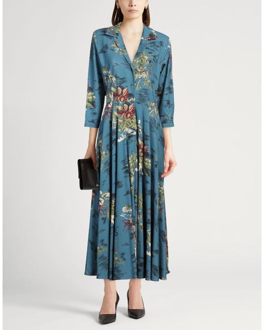 Aspesi Blue Maxi Dress Linen, Cotton