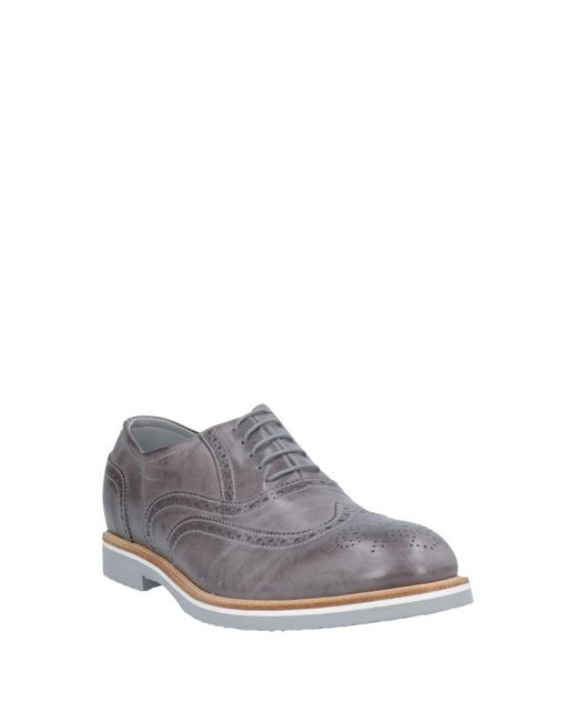 Nero Giardini Gray Lace-Up Shoes Soft Leather for men