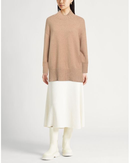 Roberto Collina Natural Camel Turtleneck Wool, Baby Alpaca Wool, Nylon