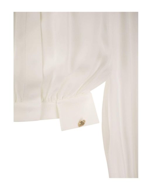 Elisabetta Franchi White Cropped Hemd in Viskose Georgette
