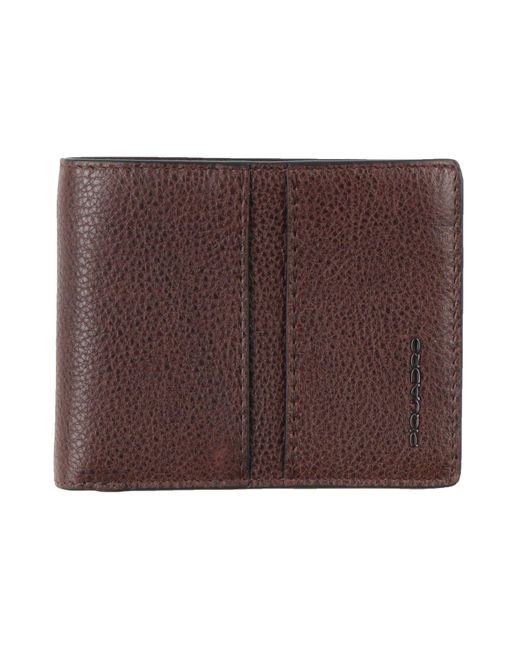 Piquadro Brown Dark Wallet Cow Leather, Metal for men