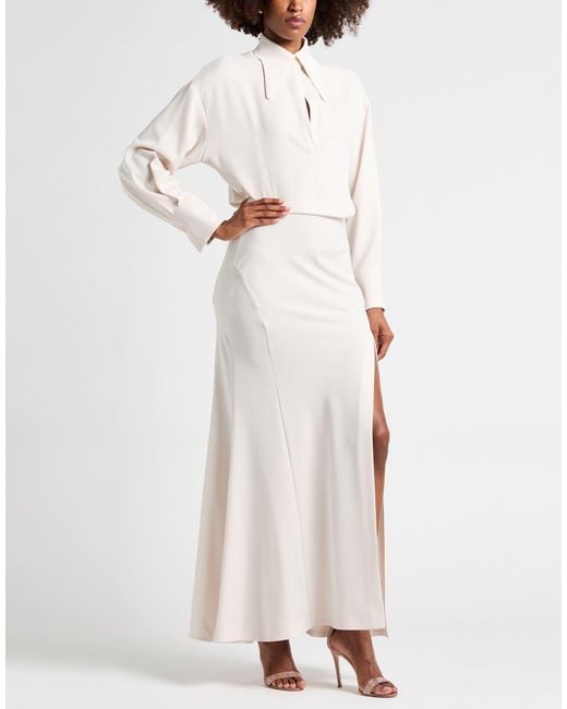 THE M.. White Maxi Dress Polyester, Elastane