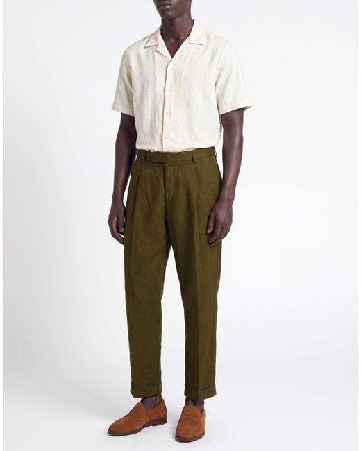 PT Torino Green Military Pants Cotton, Linen for men