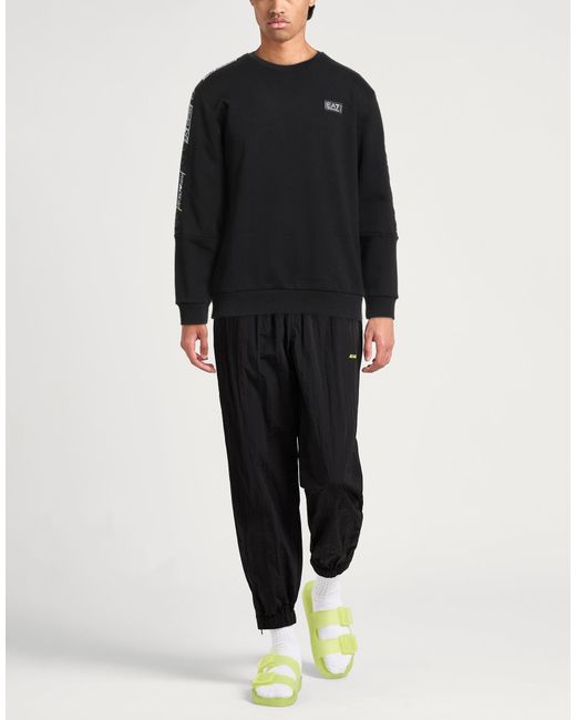 EA7 Black Sweatshirt Cotton, Elastane for men