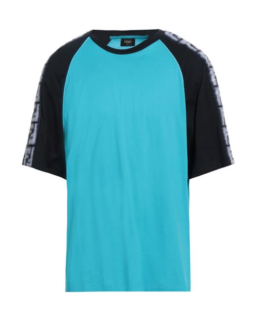 Camiseta con paneles con logo Fendi de hombre de color Blue