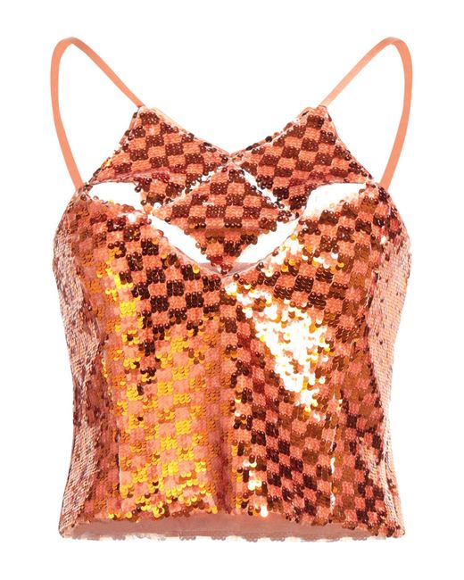 Isabelle Blanche Orange Top Polyester, Acetate