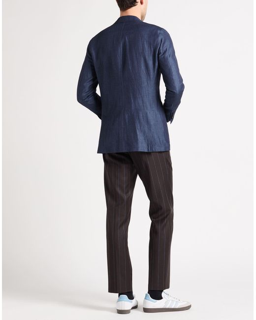 Zegna Blue Slate Blazer Wool, Linen for men