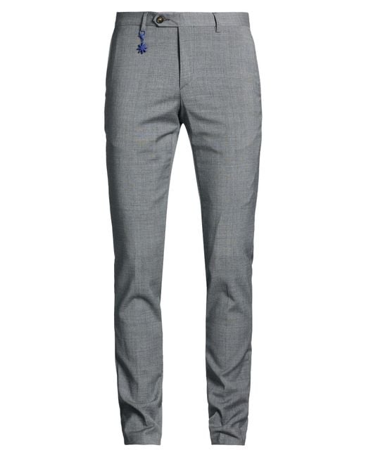 Manuel Ritz Gray Pants Wool, Elastane for men