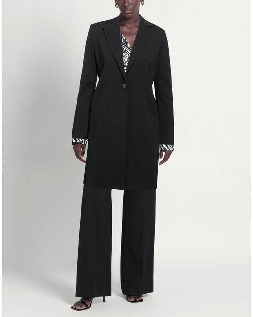 Please Black Overcoat & Trench Coat Cotton, Polyamide, Elastane