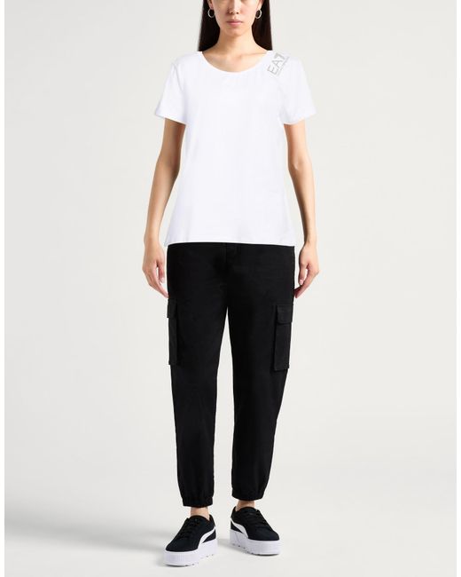 EA7 White T-Shirt Cotton, Elastane