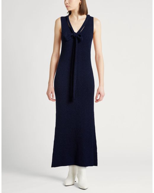 Roberto Collina Blue Midi Dress Merino Wool, Silk
